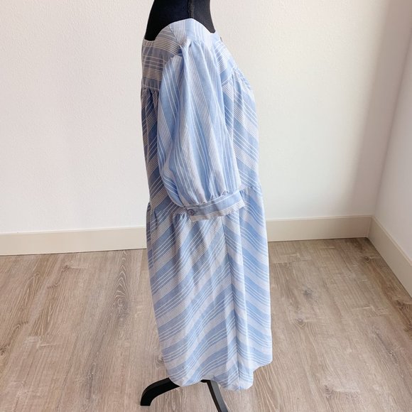 Vintage Jaylan of California Patio House Dress Blue White Chevron Chambray Large - Picture 4 of 6